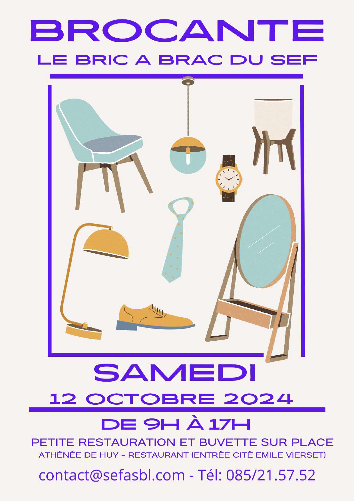 Affiche promotionnel de la Brocante du SEF le Samedi 12 Octobre 2024